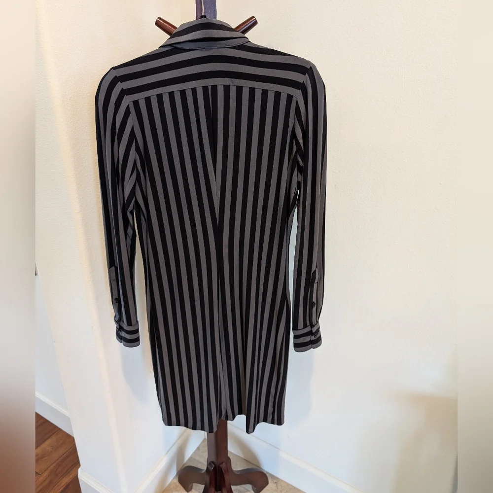 Norma Kamali black/gray striped Button-Up Dress - size S - Picture 2 of 7